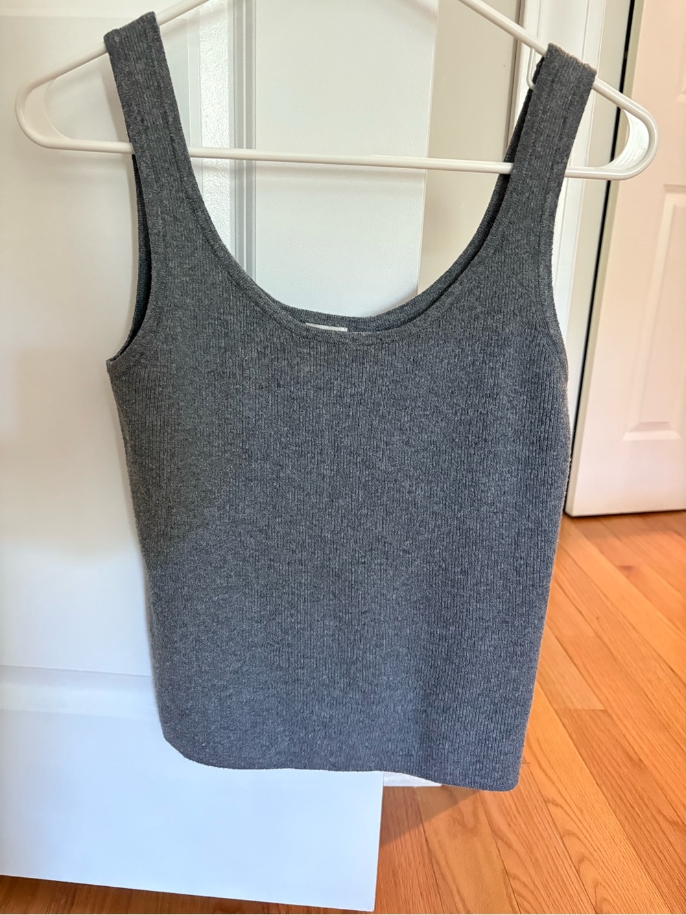 Gray Ribbed Sweater Tank Top - Women